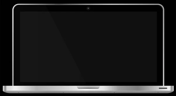 Современный Ноутбук Черном Фоне Пустой Шаблон Экрана Пустое Место Копирования — стоковый вектор