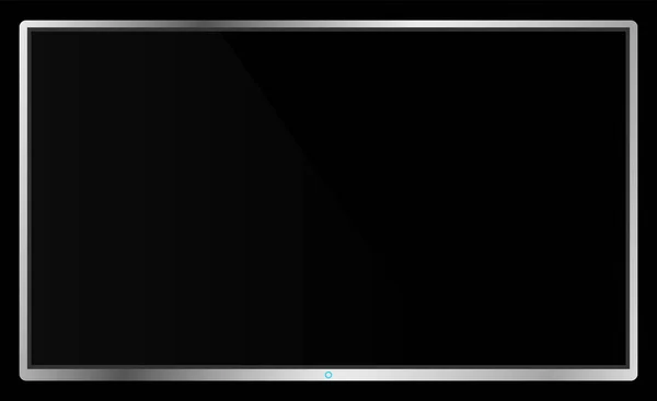 Moderno Monitor Plano Realista Aislado Sobre Fondo Negro Plantilla Pantalla — Archivo Imágenes Vectoriales