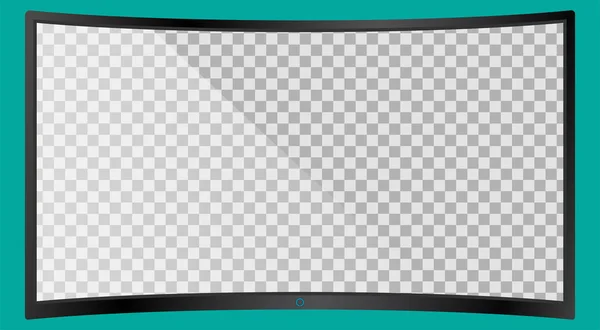 Moderno Monitor Curvado Realista Aislado Sobre Fondo Cian Modelo Plantilla — Archivo Imágenes Vectoriales