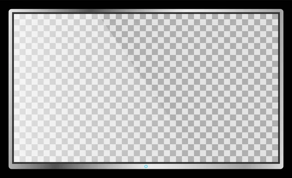 现实的现代平面4K 电视显示器隔离在黑色背景 空透明屏幕模板模型 屏幕上的空白复制空间 向量例证 — 图库矢量图片