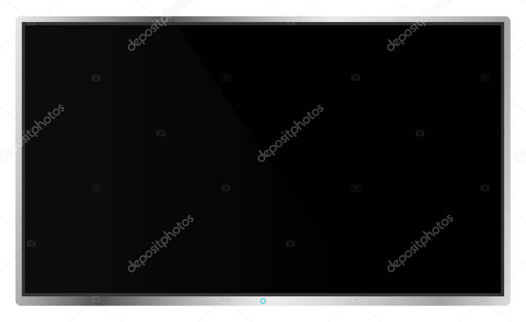 Realistic modern flat 4k TV monitor isolated on white background. Empty screen template mockup. Blank copy space on PC screen. Vector illustration