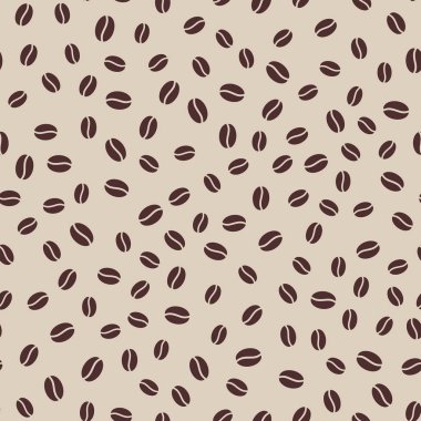 Fildişi arka plan üzerinde izole kahverengi kahve çekirdekleri. Seamless modeli. Sade kahve doku. Vektör çizim