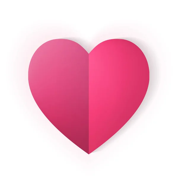 Corazón Papel Origami Rosa Aislado Sobre Fondo Blanco Concepto San — Vector de stock