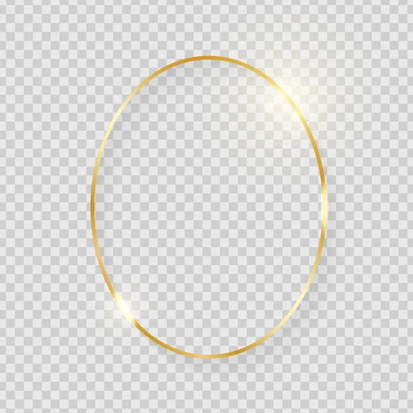 Gold Shiny Glowing Vintage Frame Shadows Isolated Transparent Background Golden — Stock Vector