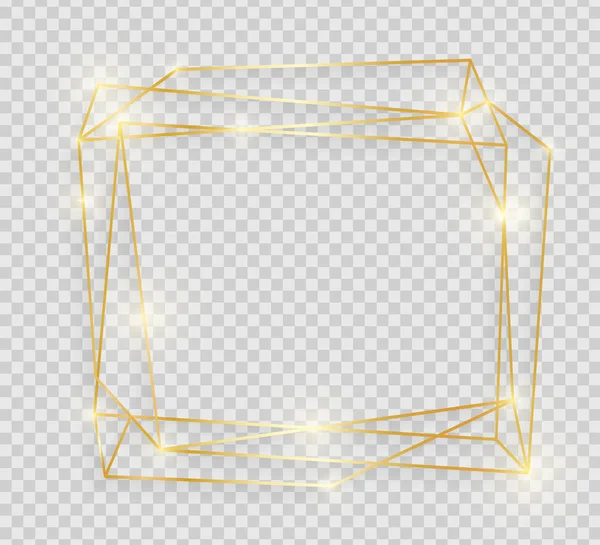 Marco Vintage Brillante Dorado Con Sombras Aisladas Sobre Fondo Transparente — Vector de stock