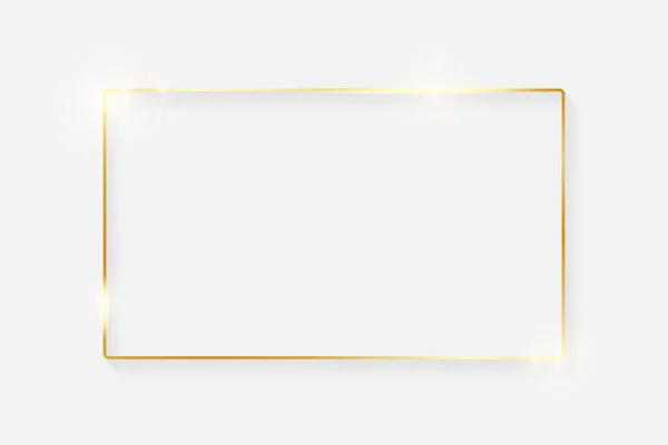 Золотая Блестящая Винтажная Рамка Тенями Выделенными Белом Фоне Золотая Граница — стоковый вектор