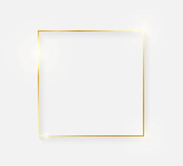 Marco Vintage Brillante Dorado Con Sombras Aisladas Sobre Fondo Blanco — Vector de stock