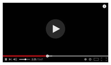 Web ve mobil uygulamalar için modern siyah video oynatıcı tasarım şablonu düz stil. Vektör Illustration