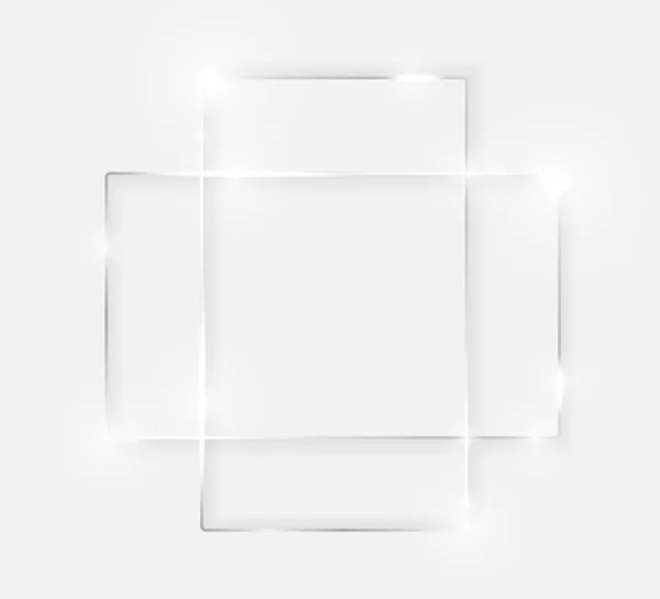 Silbrig glänzender Vintage-Rahmen mit Schatten auf weißem Hintergrund. dekorative Weißgold Luxuslinie Bordüre für Einladung, Karte, Verkauf, Foto usw. Vektorillustration — Stockvektor