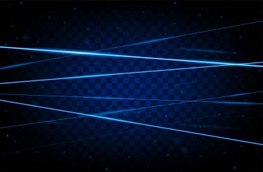Mavi gerçekçi lazer ışını arka plan. Lazer ışınları şeffaf arka planda iyolated. Modern stil soyut. Parlak parlak lazerler deseni. Vektör Illustration