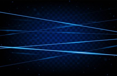 Mavi gerçekçi lazer ışını arka plan. Lazer ışınları şeffaf arka planda iyolated. Modern stil soyut. Parlak parlak lazerler deseni. Vektör Illustration