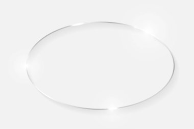 Beyaz arka planda izole gölgeler ile gümüş parlak parlayan Vintage çerçeve. Beyaz altın lüks gerçekçi sınır. Düğün, anneler veya Sevgililer günü konsepti. Xmas ve yeni yıl soyut. Vektör