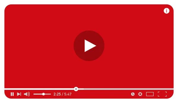 Plantilla de diseño de reproductor de vídeo rojo moderno para aplicaciones web y móviles de estilo plano. Ilustración vectorial — Archivo Imágenes Vectoriales