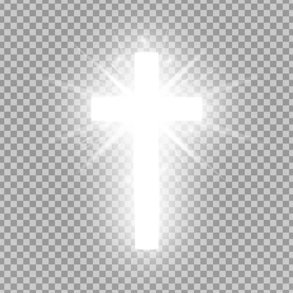 Parlak gümüş haç şeffaf arka planda izole. Rilia sembolü. Parlak aziz haç. Paskalya ve Noel işareti. Vektör Illustration