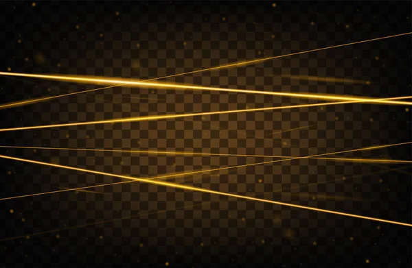 Χρυσό ρεαλιστικό φόντο ακτίνα λέιζερ. Οι ακτίνες λέιζερ είναι σε διαφανή φόντο. Μοντέρνο στυλ αφηρημένο. Λαμπερό μοτίβο λέιζερ. Απεικόνιση διανυσματικών φορέων — Διανυσματικό Αρχείο