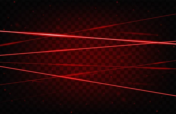 Rode realistische Laser Beam achtergrond. Laser stralen iolated op transparante achtergrond. Moderne stijl abstract. Heldere glanzende lasers patroon. Vector illustratie — Stockvector