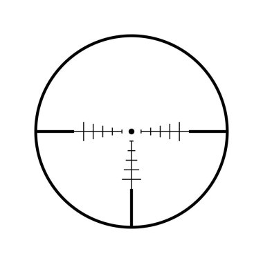 Keskin nişancı tüfeği amacı beyaz izole. Crosshair hedef simgesini seçin. Amaç ateş odak imleci. Bullseye işareti hedefleme. Oyun nişan görme nokta işaretçisi. Vektör çizimi