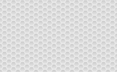 Gümüş ve beyaz metal bal altıgen hücreler sorunsuz doku. Mozaik veya hoparlör kumaş şekil deseni. Teknoloji kavramı. Ballı tarak ızgara doku ve geometrik kovan altıgen petek. Vektör