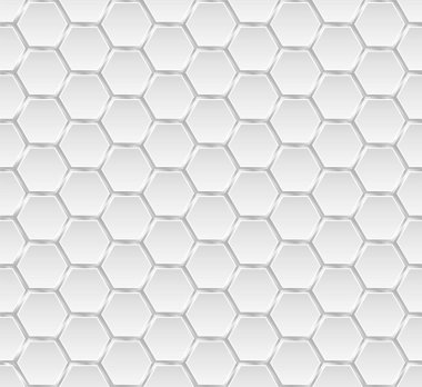 Gümüş ve beyaz metal bal altıgen hücreler sorunsuz doku. Mozaik veya hoparlör kumaş şekil deseni. Teknoloji kavramı. Ballı tarak ızgara doku ve geometrik kovan altıgen petek. Vektör