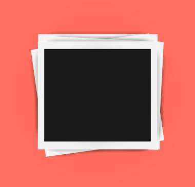 Gölgeler yalıtılmış kare ler şablonu paketi. Yaşayan mercan - 2019 yılının rengi. Modern tarzda Anılar kavramı. Vektör çizimi