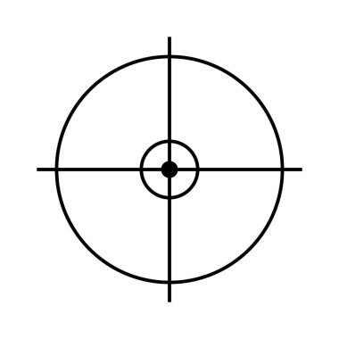 Keskin nişancı tüfeği amacı beyaz izole. Crosshair hedef simgesini seçin. Amaç ateş odak imleci. Bullseye işareti hedefleme. Oyun nişan görme nokta işaretçisi. Vektör çizimi