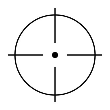 Keskin nişancı tüfeği amacı beyaz izole. Crosshair hedef simgesini seçin. Amaç ateş odak imleci. Bullseye işareti hedefleme. Oyun nişan görme nokta işaretçisi. Vektör çizimi