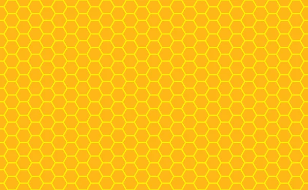 Células hexagonais de mel dourado textura perfeita. Mosaico ou padrão de forma de tecido alto-falante. Golden honeyed pente grade textura e colmeia geométrica hexagonal favos de mel. Ilustração vetorial — Vetor de Stock
