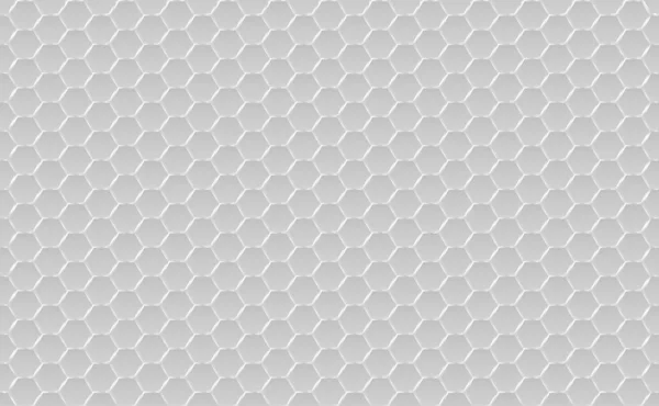 Células hexagonales de miel de metal plateado y blanco textura sin costuras. Patrón de forma de tela de mosaico o altavoz. Concepto tecnológico. Panal de miel textura cuadrícula y colmena geométrica panales hexagonales. Vector — Vector de stock