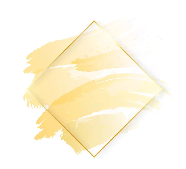 Marco de rombo brillante dorado con pinceladas doradas aisladas sobre fondo blanco. frontera de línea de lujo de oro para invitación, tarjeta, venta, moda, boda, foto e — Vector de stock