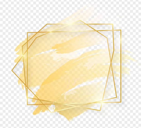 Goldglänzender Kunstrahmen mit goldenen Pinselstrichen auf transparentem Hintergrund. goldene Luxuslinie Grenze für Einladung, Karte, Verkauf, Mode, Hochzeit, Foto usw. Vektorillustration — Stockvektor