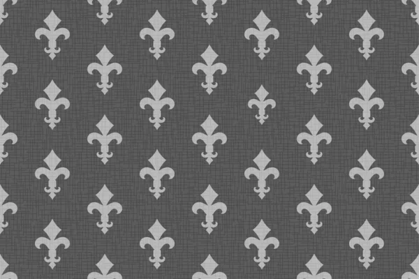 复古豪华弗勒德丽斯无缝的皇家背景。法国历史悠久的装饰图案，带有象征弗勒尔-德利的符号。黑白风格完美无暇的处女象征。矢量插图 — 图库矢量图片