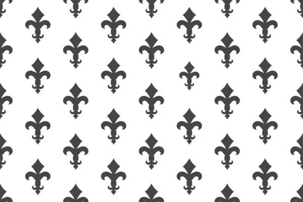 Vintage luxury Fleur-de-lis seamless royal background. France historic  ornamental pattern with heraldic symbol fleur-de-lis. Black and white style immaculate virgin symbolics. Vector illustration — Stock Vector