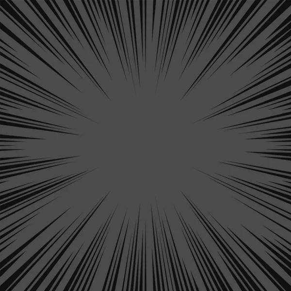 Negro y gris líneas radiales cómics estilo de fondo. Acción de manga, resumen de velocidad. Fondo de teletransportación hiperespacial del universo. Ilustración vectorial — Vector de stock