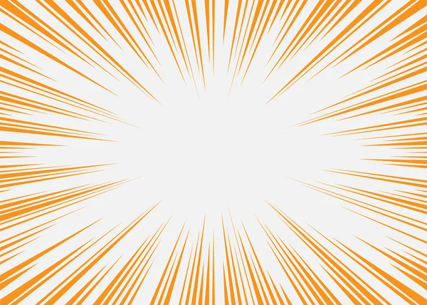 Orange et blanc lignes radiales bandes dessinées style backround. Action manga, vitesse abstraite. Univers hyperespace fond de téléportation. Illustration vectorielle — Image vectorielle