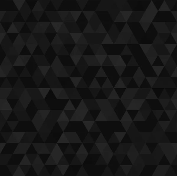 Dark black geometrical mosaic abstract seamless backround. Preto triangular baixo padrão de estilo poli. Ilustração vetorial — Vetor de Stock