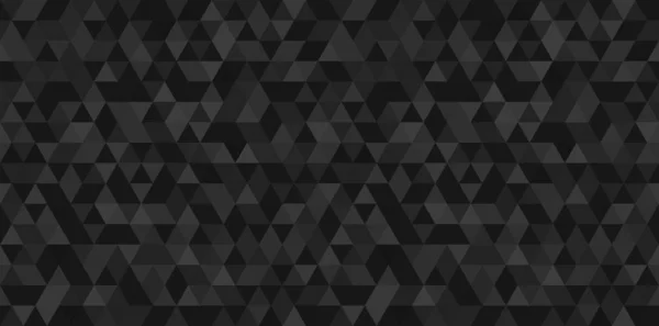 Tmavě černá geometrická mozaika abstraktní bezproblémové backround. Černý trojúhelníkový nízký vzorek z poly. Vektorová ilustrace — Stockový vektor