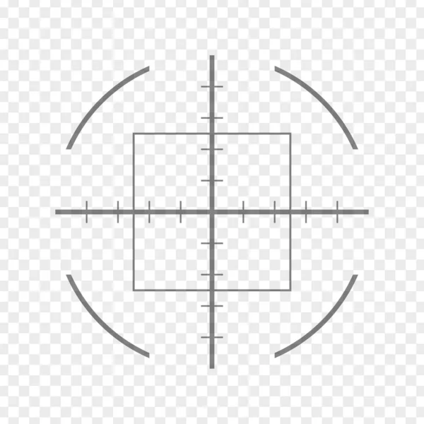 Prickskyttegevär syftar isolerad på transparent bakgrund. Crosshair Target Välj destinationsikon. Sikta skjuta fokusmarkören. Bullseye mark inriktning. Spelet syftar sikte prick pekare. Vektor illustration — Stock vektor