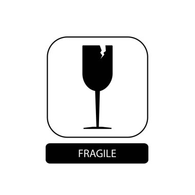 Kırılgan bir işaret. Düz ambalaj sembolü. Posta kutusu simgesi beyaz yalıtılmış. Vektör çizimi