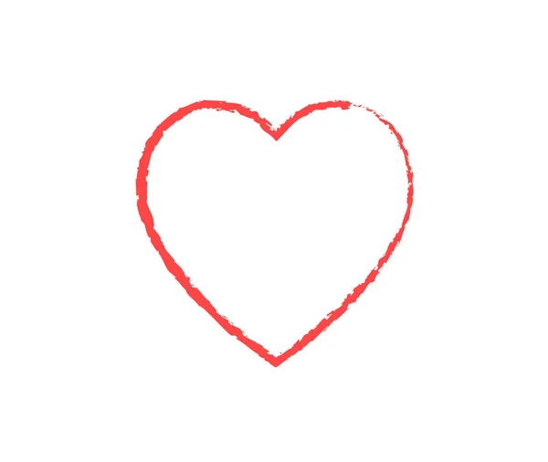 흰색에 고립 된 빨간 심장 기호. 발렌타인 데이 아이콘입니다. 손으로 그린 모양입니다. 벡터 일러스트레이션 — 스톡 벡터