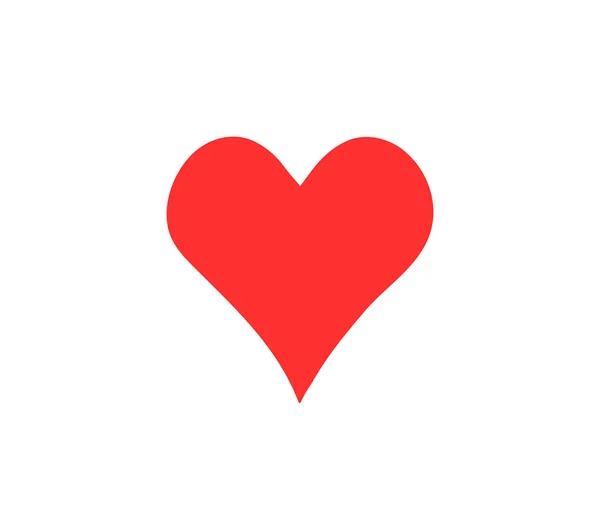 Signo rojo del corazón aislado en blanco. Icono de San Valentín. Forma dibujada a mano. Ilustración vectorial — Vector de stock