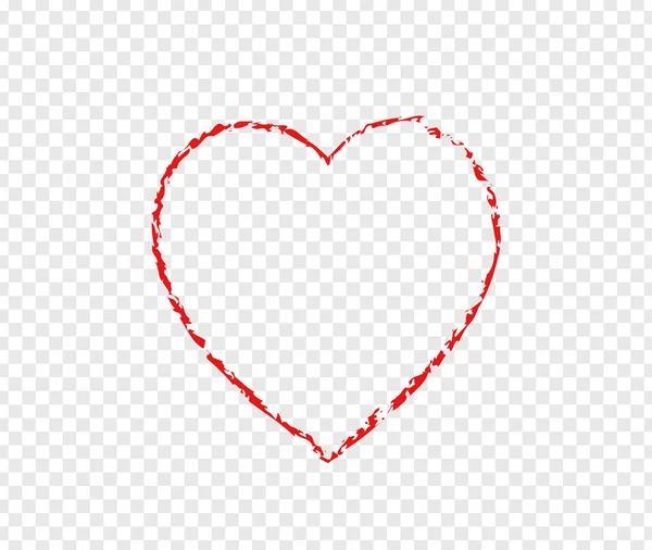Segno di cuore rosso isolato su sfondo trasparente. Icona di San Valentino. Forma del cuore disegnata a mano. Il concetto della Giornata Mondiale del Cuore. Icona dell'amore. Illustrazione vettoriale — Vettoriale Stock