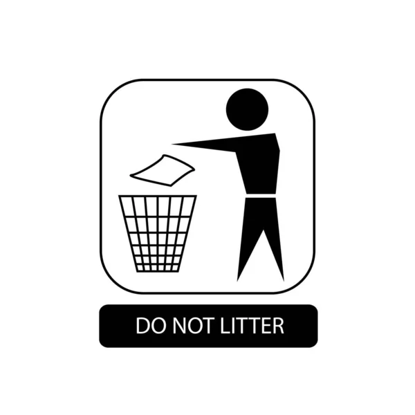 No hagas señas de basura. Símbolo de embalaje plano. Icono de buzón aislado en blanco. Ilustración vectorial — Vector de stock