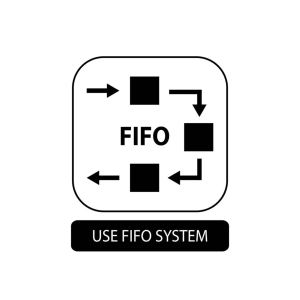 Utiliser fifo system sign. Emballage plat symbole. Icône boîte aux lettres isolée sur blanc. Illustration vectorielle — Image vectorielle