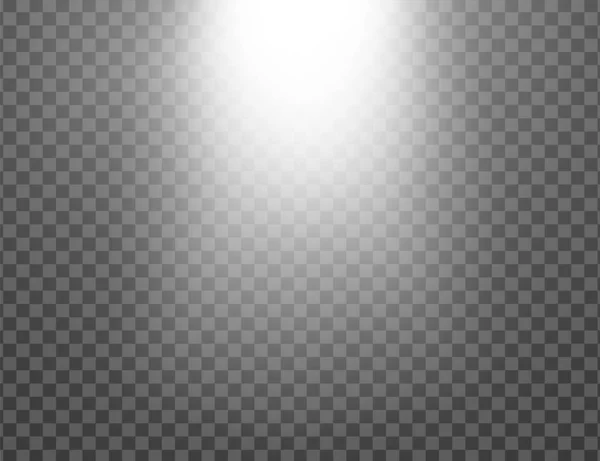 투명한 배경에서 흰색으로 빛나는 빛이 분해됩니다. 태양 광선. 파라다이스 빛. 현실적인 장식 효과. 벡터 일러스트레이션 — 스톡 벡터