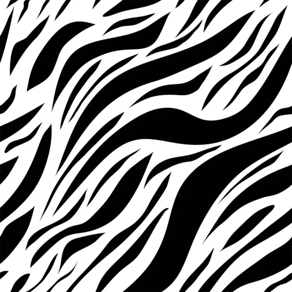 Zebra Animal Pele Sem Costura Padrão Projeto Tecido Preto Branco — Vetor de Stock