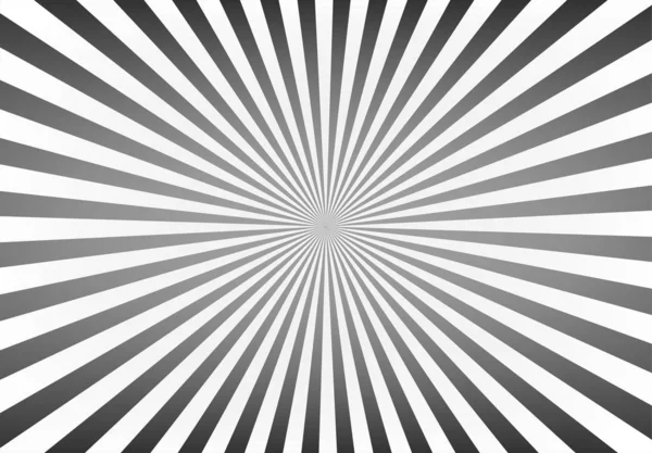 Sunbeam soyut arka plan. Simetrik radyal siyah beyaz güneş ışınları. Süs mangası deseni. Yaz afişi. Düz stil çizgi dokusu. Vektör çizimi