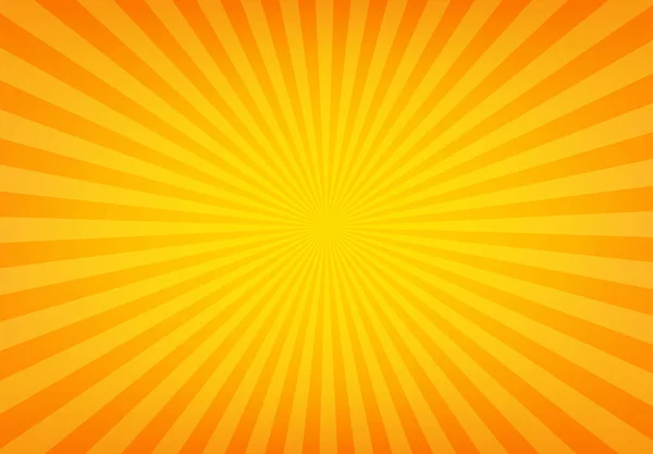 Το αφηρημένο φόντο της ηλιοακτίνας. Συμμετρικές ακτίνες κίτρινου και πορτοκαλί ήλιου. Διακοσμητικό μοτίβο μάνγκα. Καλοκαιρινή αφίσα. Επίπεδη υφή γραμμής στυλ. Απεικόνιση διανυσματικών φορέων — Διανυσματικό Αρχείο