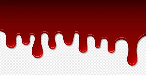 Tirar Sangue Padrão Isolado Fluindo Líquido Vermelho Gotejamento Molhado Borda — Vetor de Stock