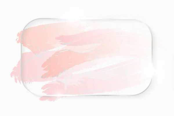 Silbrig glänzender Rechteckrahmen mit rosafarbenen Pinselstrichen isoliert auf Weiß. Weihnachtskartendesign. goldene Luxuslinie Grenze für Einladung, Verkauf, Mode, Hochzeit, Foto usw. Vektor — Stockvektor
