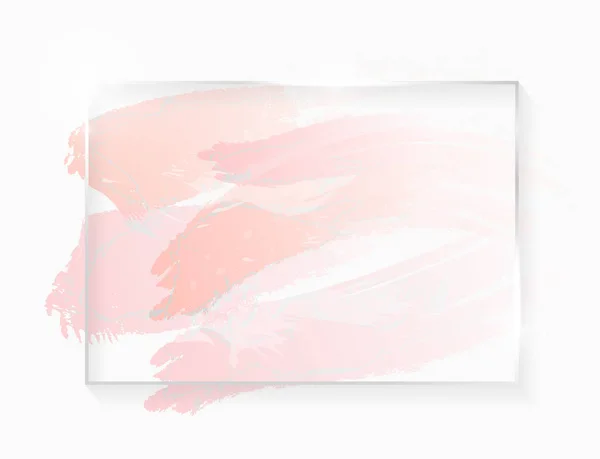 Zilver glanzend gloeiende rechthoek frame met Rose pastel penseelstreken geïsoleerd op wit. Kerstkaart ontwerp. Gouden luxe lijn grens voor uitnodiging, verkoop, mode, bruiloft, foto enz. Vector — Stockvector